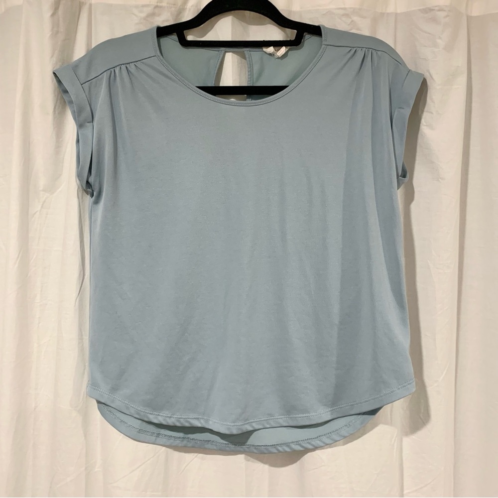 Pink Rose Sky Blue Short Sleeve Top